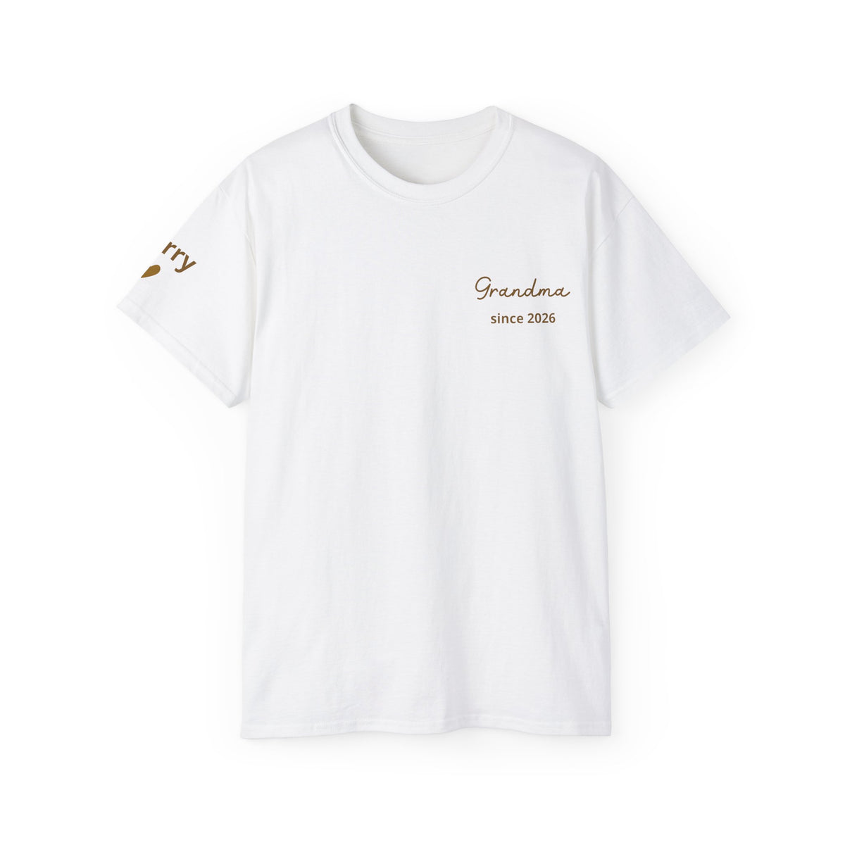 T-Shirt Grandma Since Date on Heart and Grandchildren’s First Names on Sleeve