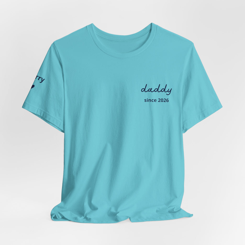 AUS - T-shirt Dad since date pinted on heart and first names on sleeve