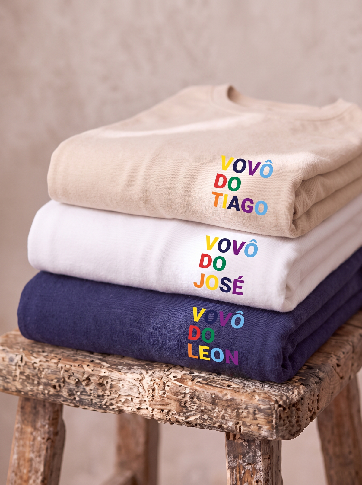Camiseta Vovô de Nome Multicolorido