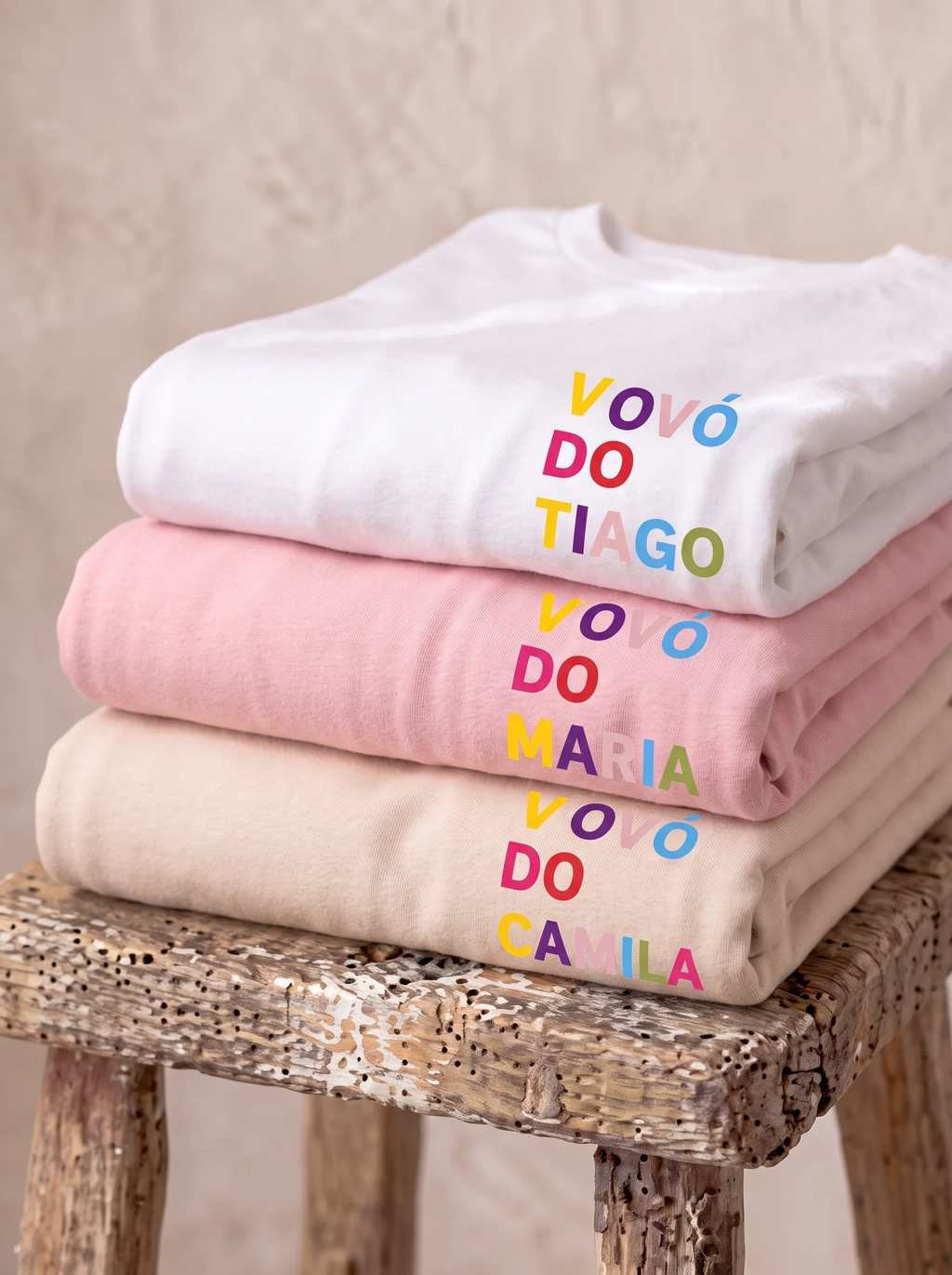 Camiseta Vovó de Nome Multicolorido